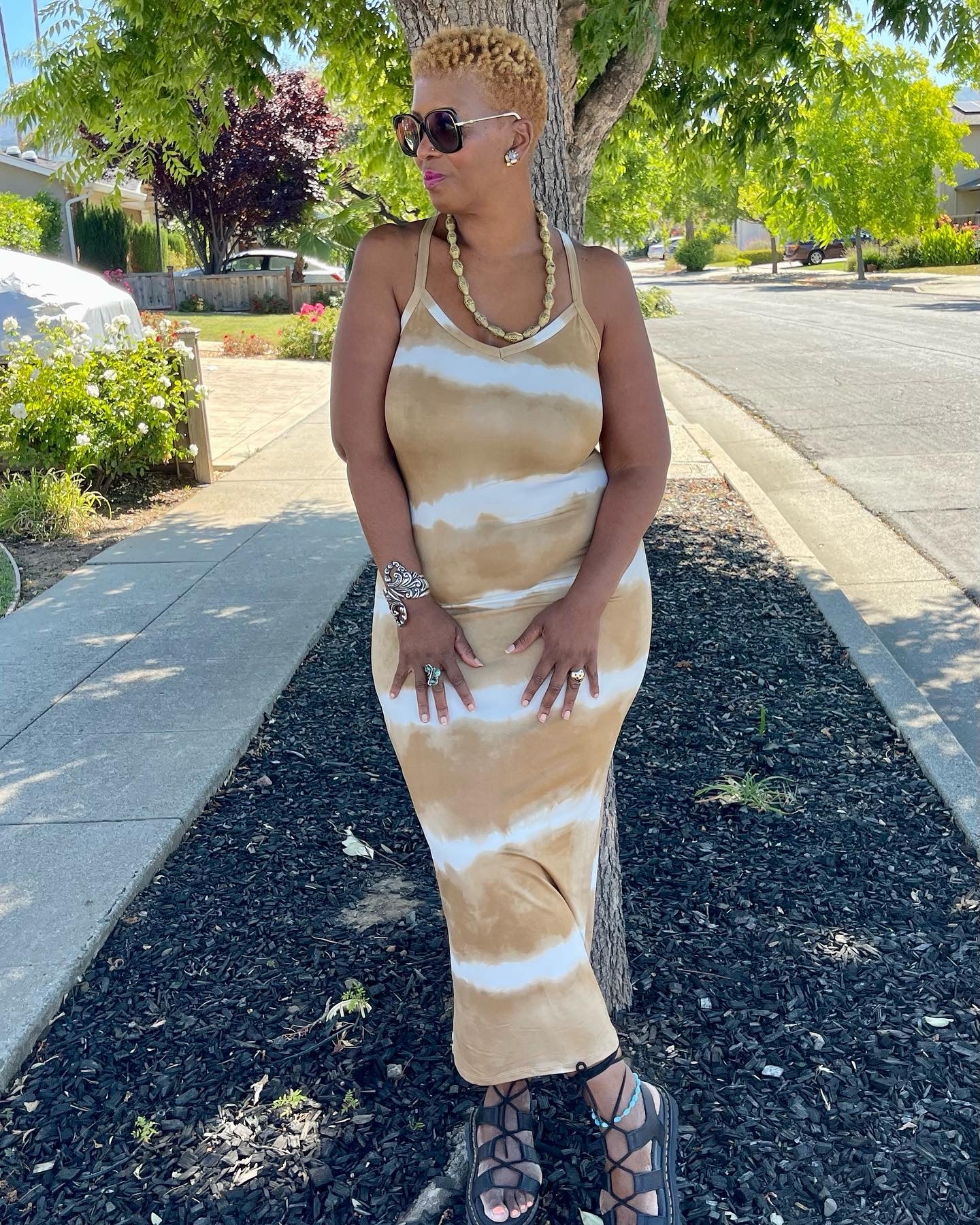 V-Neck Tie-Dye Maxi Dress