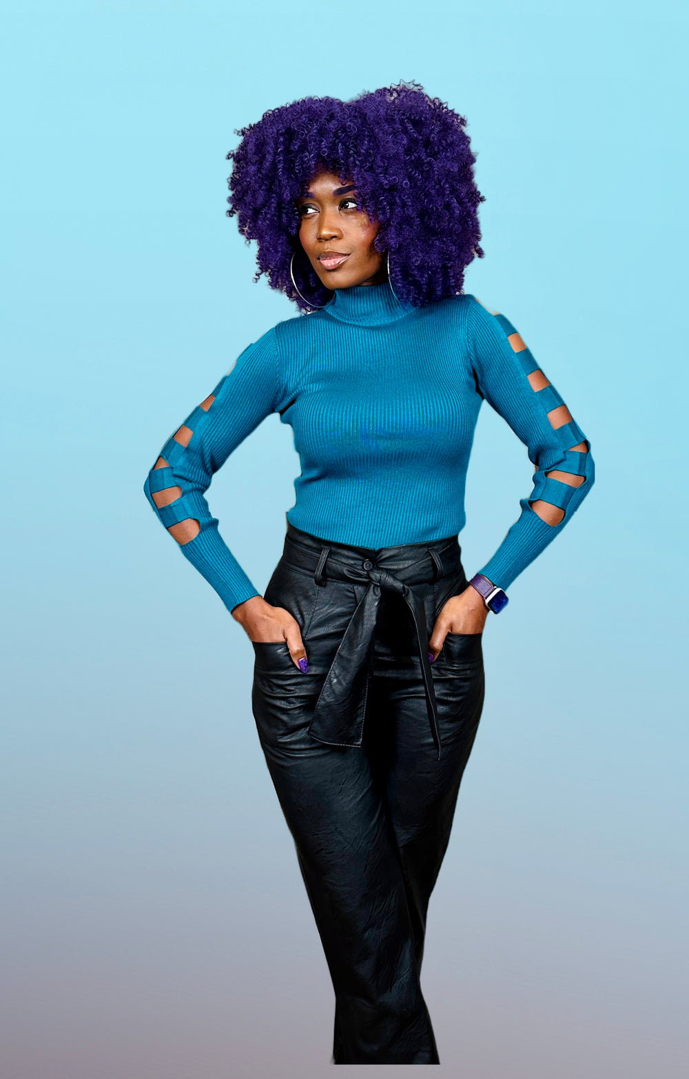 Faux Leather Belted Jogger Pants