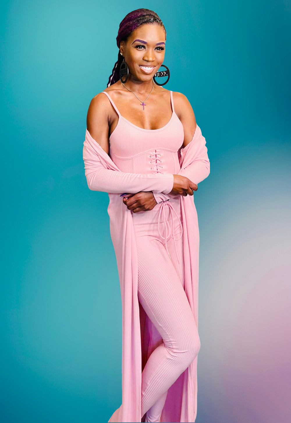 All Year Round Jumpsuit & Cardigan Set